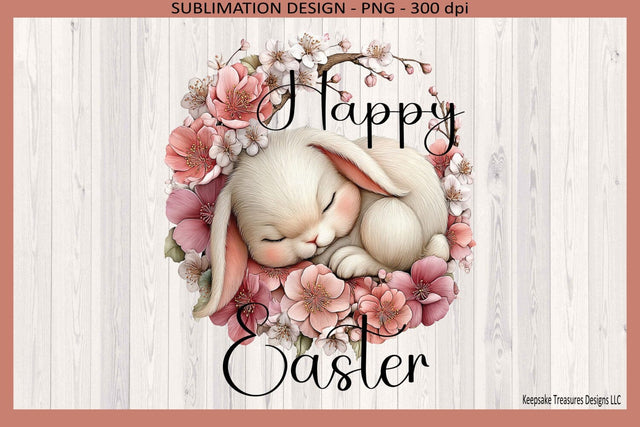 Happy Easter Sleeping Bunny, Easter Sublimation Png, Digital Download Sublimation Keepsake Treasures Designs LLC. 