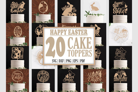 Happy Easter Svg Bundle, Easter cake toppers, Laser Cut Files SVG TonisArtStudio 