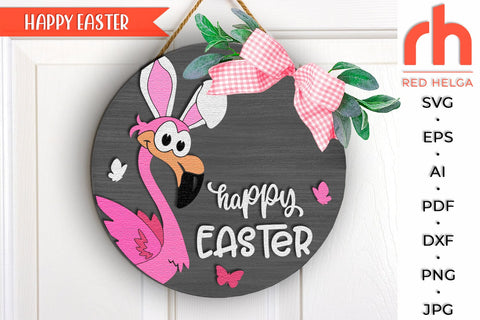 Happy Easter SVG, Layered Easter Door Sign Cut File SVG RedHelgaArt 