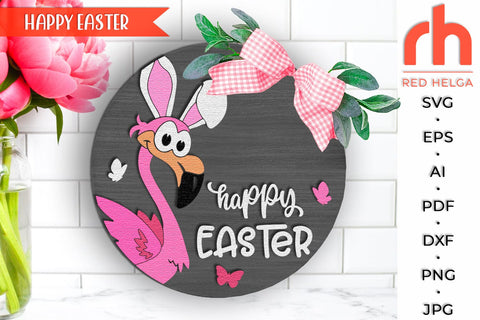 Happy Easter SVG, Layered Easter Door Sign Cut File SVG RedHelgaArt 