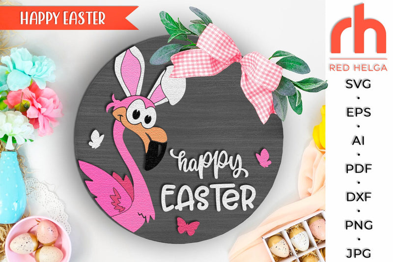 Happy Easter SVG, Layered Easter Door Sign Cut File SVG RedHelgaArt 