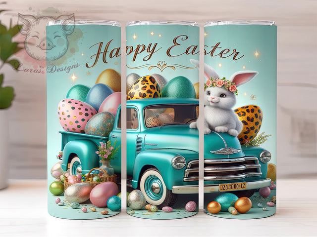 Happy Easter Truck Retro Bunny Tumbler Wrap, Retro Bunny Wrap, Floral Easter Cup, Spring Sublimation Design, Happy Easter Mug, Vintage Easter Truck, Bunny Flower Tumbler Sublimation Lara' s Designs 