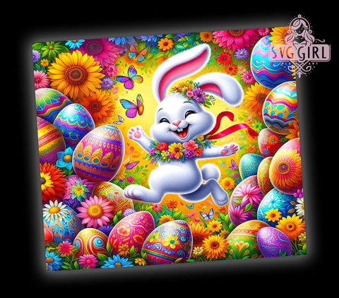 Happy Easter Tumbler Wrap, Bunny Eggs Design, 20oz Sublimation Wrap, Spring Drinkware, Digital Download Tumbler, Cute Easter Art, Easter Gift Idea, Bunny Themed Drinkware Sublimation SvggirlplusArt 