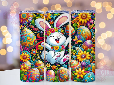 Happy Easter Tumbler Wrap, Bunny Eggs Design, 20oz Sublimation Wrap, Spring Drinkware, Digital Download Tumbler, Cute Easter Art, Easter Gift Idea, Bunny Themed Drinkware Sublimation SvggirlplusArt 