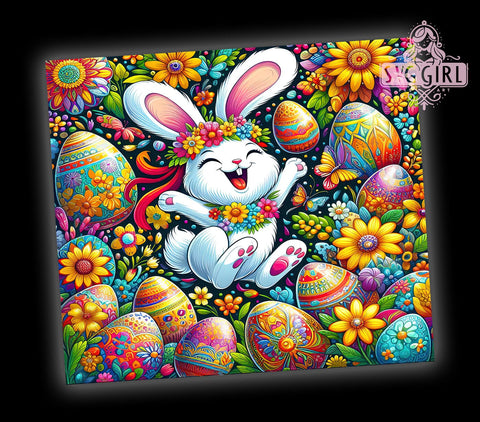 Happy Easter Tumbler Wrap, Bunny Eggs Design, 20oz Sublimation Wrap, Spring Drinkware, Digital Download Tumbler, Cute Easter Art, Easter Gift Idea, Bunny Themed Drinkware Sublimation SvggirlplusArt 