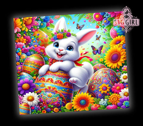 Happy Easter Tumbler Wrap, Bunny Eggs Design, 20oz Sublimation Wrap, Spring Drinkware, Digital Download Tumbler, Cute Easter Art, Easter Gift Idea, Bunny Themed Drinkware Sublimation SvggirlplusArt 