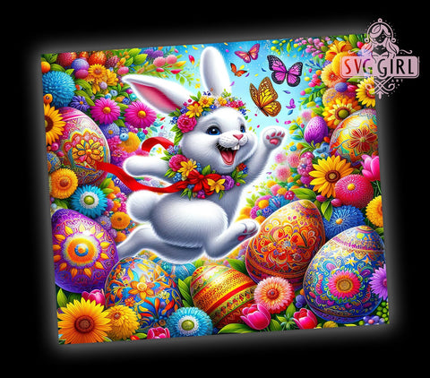 Happy Easter Tumbler Wrap, Bunny Eggs Design, 20oz Sublimation Wrap, Spring Drinkware, Digital Download Tumbler, Cute Easter Art, Easter Gift Idea, Bunny Themed Drinkware Sublimation SvggirlplusArt 