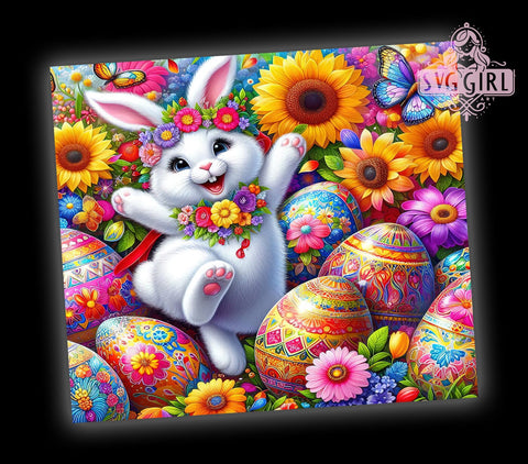 Happy Easter Tumbler Wrap, Bunny Eggs Design, 20oz Sublimation Wrap, Spring Drinkware, Digital Download Tumbler, Cute Easter Art, Easter Gift Idea, Bunny Themed Drinkware Sublimation SvggirlplusArt 