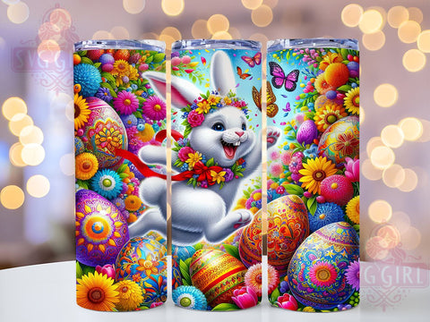 Happy Easter Tumbler Wrap, Bunny Eggs Design, 20oz Sublimation Wrap, Spring Drinkware, Digital Download Tumbler, Cute Easter Art, Easter Gift Idea, Bunny Themed Drinkware Sublimation SvggirlplusArt 