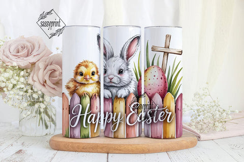 Happy Easter Tumbler Wrap PNG Sublimation sassyprint 