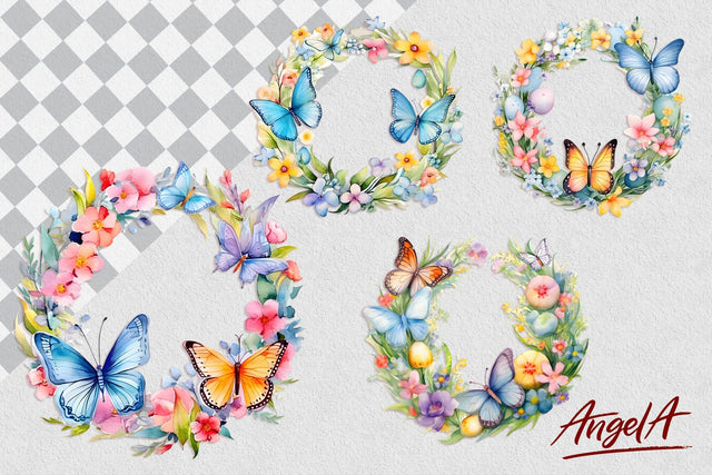 Happy easter wreath, floral wreath, wreath clipart PNG Sublimation Angelina Semenova 