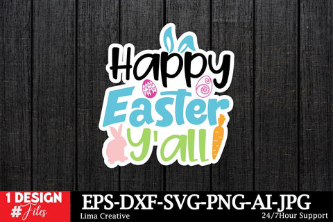 Happy Easter Yall Sticker ,Easter SVG ,Easter Bunny Sticker PNG,Easter Sublimation,Rabbit Silhoutee,EAster SVG Cut File,Easter Sticker Bundle SVG Insomnia Std 