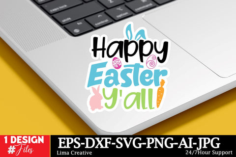 Happy Easter Yall Sticker ,Easter SVG ,Easter Bunny Sticker PNG,Easter Sublimation,Rabbit Silhoutee,EAster SVG Cut File,Easter Sticker Bundle SVG Insomnia Std 