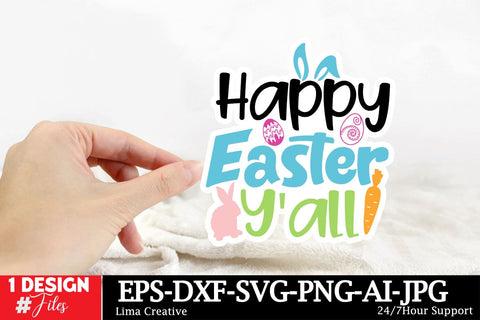 Happy Easter Yall Sticker ,Easter SVG ,Easter Bunny Sticker PNG,Easter Sublimation,Rabbit Silhoutee,EAster SVG Cut File,Easter Sticker Bundle SVG Insomnia Std 