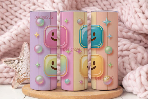 Happy Emojis 20oz Tumbler Wrap Sublimation DesignSVG 