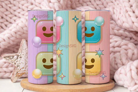 Happy Emojis 20oz Tumbler Wrap Sublimation DesignSVG 