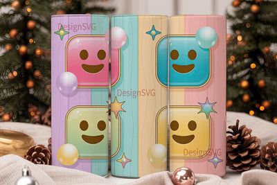 Happy Emojis 20oz Tumbler Wrap Sublimation DesignSVG 
