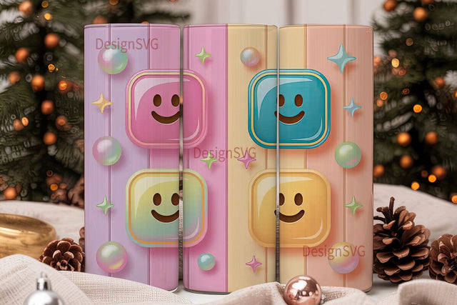Happy Emojis 20oz Tumbler Wrap Sublimation DesignSVG 