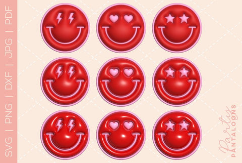 Happy face svg, love happy face, y2k digital stickers, digital planner stickers, for sublimation, mousepad sublimation, stickers png, puff svg SVG Partypantaloons 