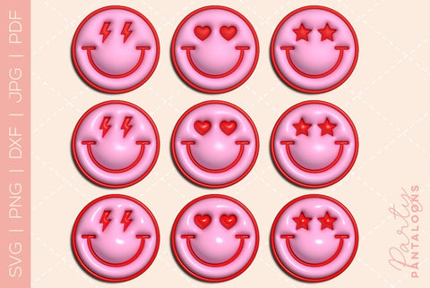 Happy face svg, love happy face, y2k digital stickers, digital planner stickers, for sublimation, mousepad sublimation, stickers png, puff svg SVG Partypantaloons 