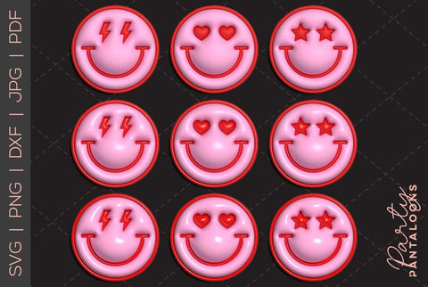 Happy face svg, love happy face, y2k digital stickers, digital planner stickers, for sublimation, mousepad sublimation, stickers png, puff svg SVG Partypantaloons 