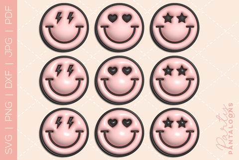 Happy face svg, love happy face, y2k digital stickers, digital planner stickers, for sublimation, mousepad sublimation, stickers png, puff svg SVG Partypantaloons 