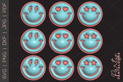 Happy face svg, love happy face, y2k digital stickers, digital planner stickers, for sublimation, mousepad sublimation, stickers png, puff svg SVG Partypantaloons 