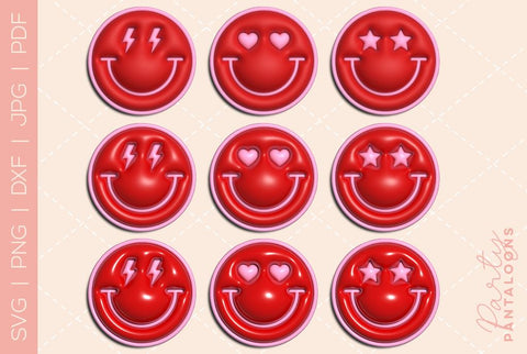 Happy face svg, love happy face, y2k digital stickers, digital planner stickers, for sublimation, mousepad sublimation, stickers png, puff svg SVG Partypantaloons 