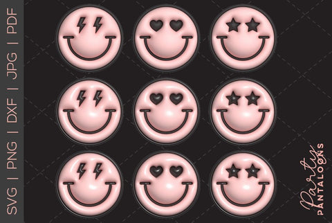 Happy face svg, love happy face, y2k digital stickers, digital planner stickers, for sublimation, mousepad sublimation, stickers png, puff svg SVG Partypantaloons 