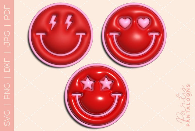 Happy face svg, love happy face, y2k digital stickers, digital planner stickers, for sublimation, mousepad sublimation, stickers png, puff svg SVG Partypantaloons 