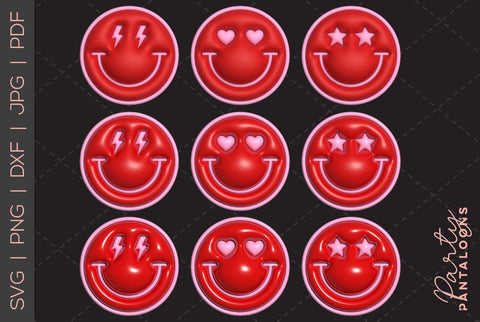 Happy face svg, love happy face, y2k digital stickers, digital planner stickers, for sublimation, mousepad sublimation, stickers png, puff svg SVG Partypantaloons 