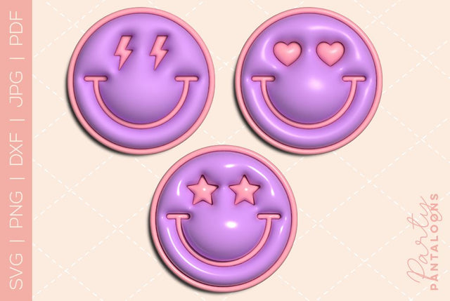 Happy face svg, love happy face, y2k digital stickers, digital planner stickers, for sublimation, mousepad sublimation, stickers png, puff svg SVG Partypantaloons 