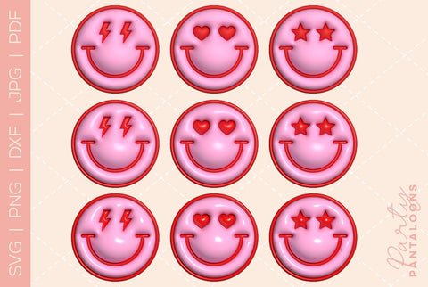 Happy face svg, love happy face, y2k digital stickers, digital planner stickers, for sublimation, mousepad sublimation, stickers png, puff svg SVG Partypantaloons 