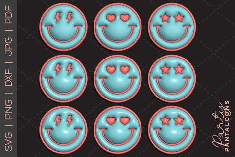 Happy face svg, love happy face, y2k digital stickers, digital planner stickers, for sublimation, mousepad sublimation, stickers png, puff svg SVG Partypantaloons 