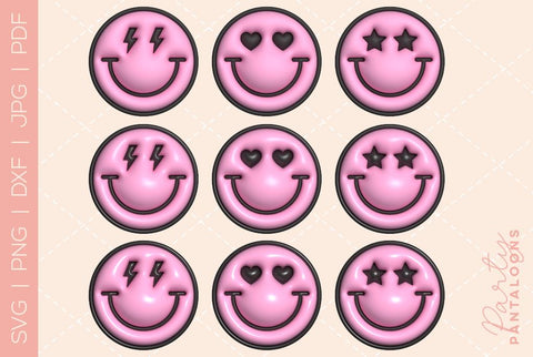 Happy face svg, love happy face, y2k digital stickers, digital planner stickers, for sublimation, mousepad sublimation, stickers png, puff svg SVG Partypantaloons 