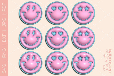 Happy face svg, love happy face, y2k digital stickers, digital planner stickers, for sublimation, mousepad sublimation, stickers png, puff svg SVG Partypantaloons 
