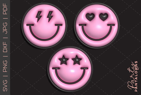 Happy face svg, love happy face, y2k digital stickers, digital planner stickers, for sublimation, mousepad sublimation, stickers png, puff svg SVG Partypantaloons 