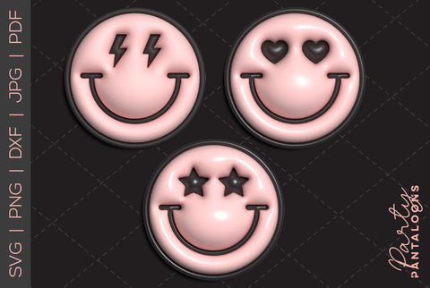 Happy face svg, love happy face, y2k digital stickers, digital planner stickers, for sublimation, mousepad sublimation, stickers png, puff svg SVG Partypantaloons 