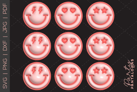 Happy face svg, love happy face, y2k digital stickers, digital planner stickers, for sublimation, mousepad sublimation, stickers png, puff svg SVG Partypantaloons 
