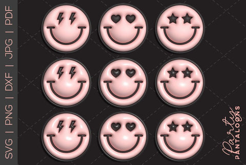Happy face svg, love happy face, y2k digital stickers, digital planner stickers, for sublimation, mousepad sublimation, stickers png, puff svg SVG Partypantaloons 