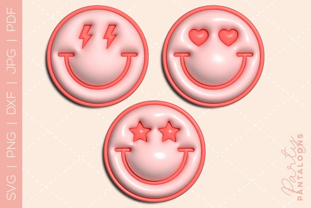 Happy face svg, love happy face, y2k digital stickers, digital planner stickers, for sublimation, mousepad sublimation, stickers png, puff svg SVG Partypantaloons 