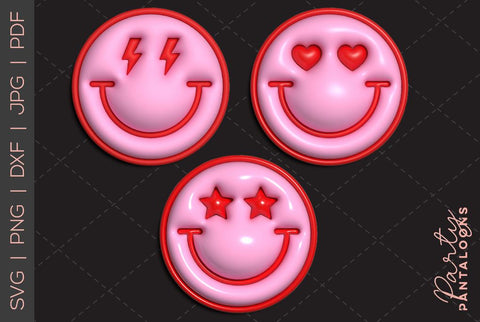 Happy face svg, love happy face, y2k digital stickers, digital planner stickers, for sublimation, mousepad sublimation, stickers png, puff svg SVG Partypantaloons 