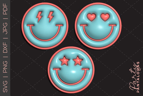 Happy face svg, love happy face, y2k digital stickers, digital planner stickers, for sublimation, mousepad sublimation, stickers png, puff svg SVG Partypantaloons 