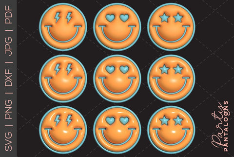 Happy face svg, love happy face, y2k digital stickers, digital planner stickers, for sublimation, mousepad sublimation, stickers png, puff svg SVG Partypantaloons 