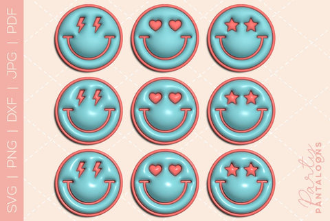 Happy face svg, love happy face, y2k digital stickers, digital planner stickers, for sublimation, mousepad sublimation, stickers png, puff svg SVG Partypantaloons 