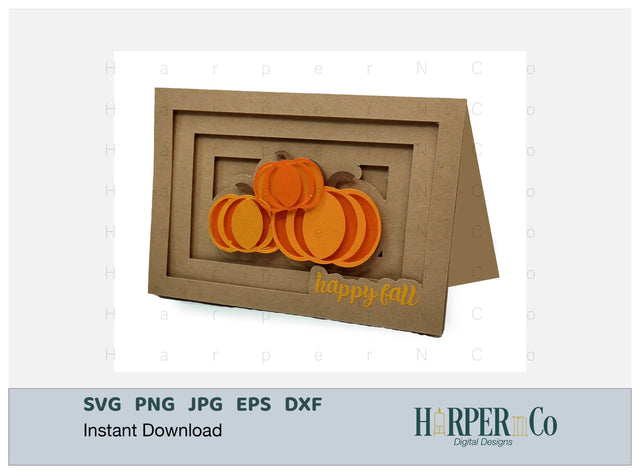 Happy Fall 3D Card SVG PNG Cut EPS File SVG HarperNCo 