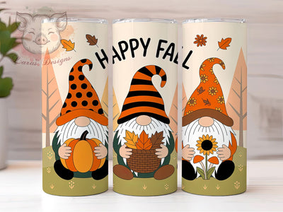 Happy Fall Cute Gnomes Autumn Tumbler, Happy Fall Wrap, Autumn Sublimation Design, Rustic Farmhouse Style, Cute Gnome PNG, 20oz Tumbler Design, Cozy Fall Aesthetic Sublimation Lara' s Designs 