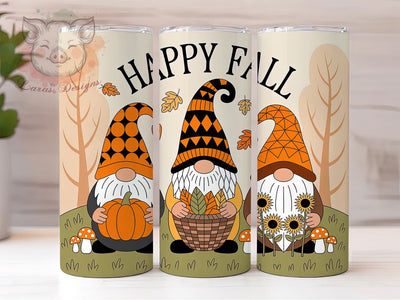 Happy Fall Cute Gnomes Autumn Tumbler, Happy Fall Wrap, Autumn Sublimation Design, Rustic Farmhouse Style, Cute Gnome PNG, 20oz Tumbler Design, Cozy Fall Aesthetic Sublimation Lara' s Designs 