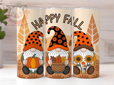 Happy Fall Cute Gnomes Autumn Tumbler, Happy Fall Wrap, Autumn Sublimation Design, Rustic Farmhouse Style, Cute Gnome PNG, 20oz Tumbler Design, Cozy Fall Aesthetic Sublimation Lara' s Designs 