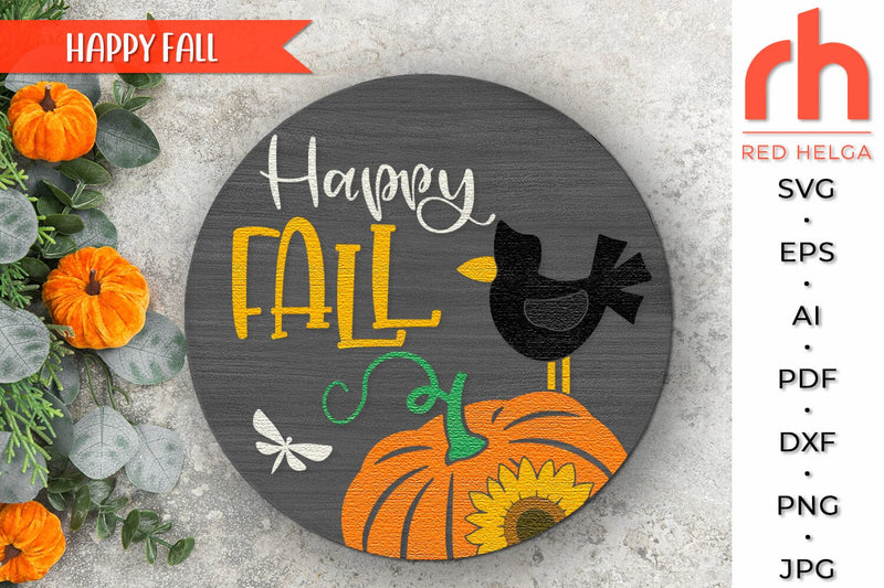 Happy Fall SVG, Layered Door Sign Cut File, Harvest Hanger SVG RedHelgaArt 